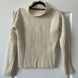 Borgofiori cream ribbed mock neck sweater